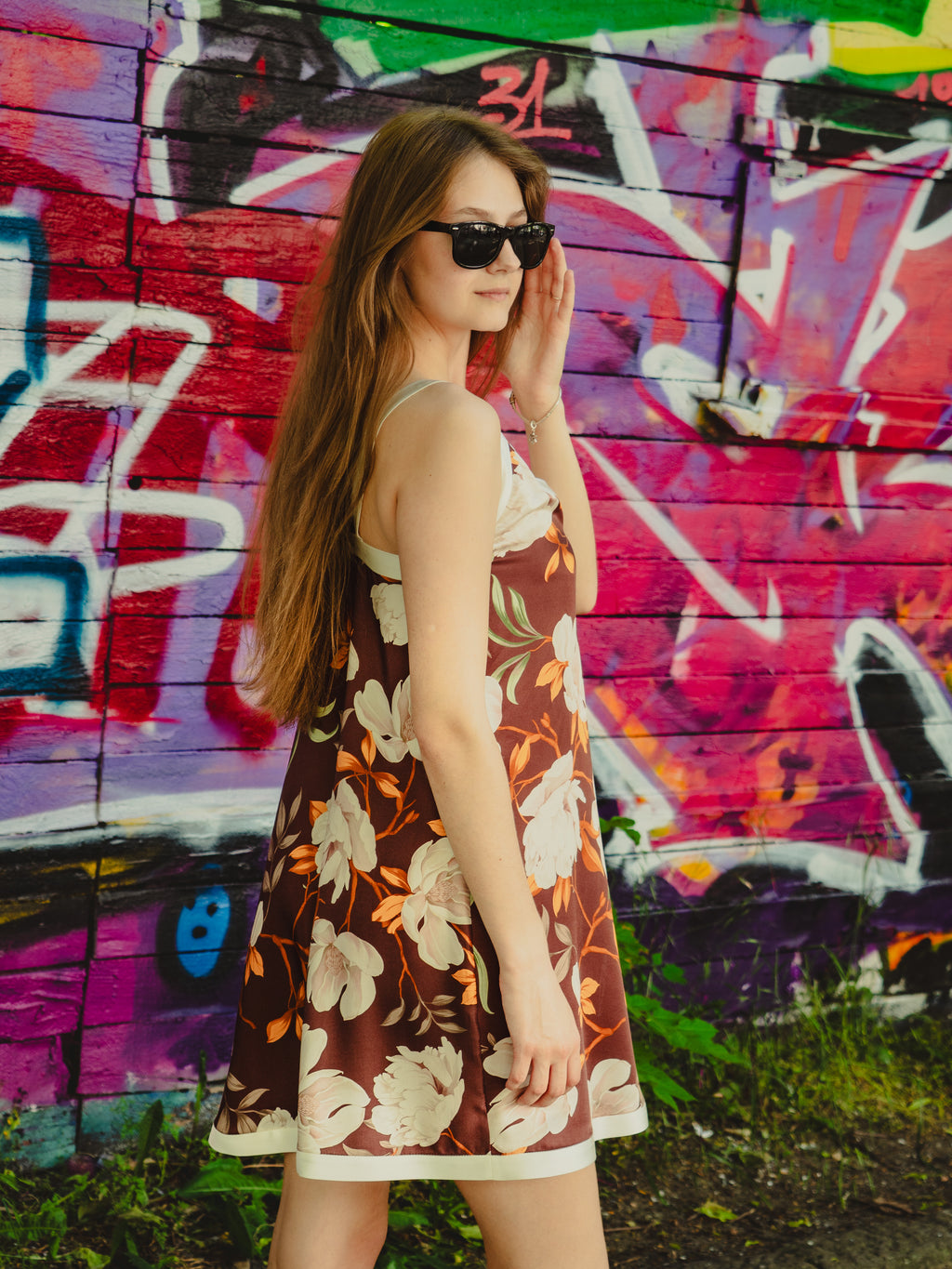 MAZI Bordeaux Floral Mini Dress