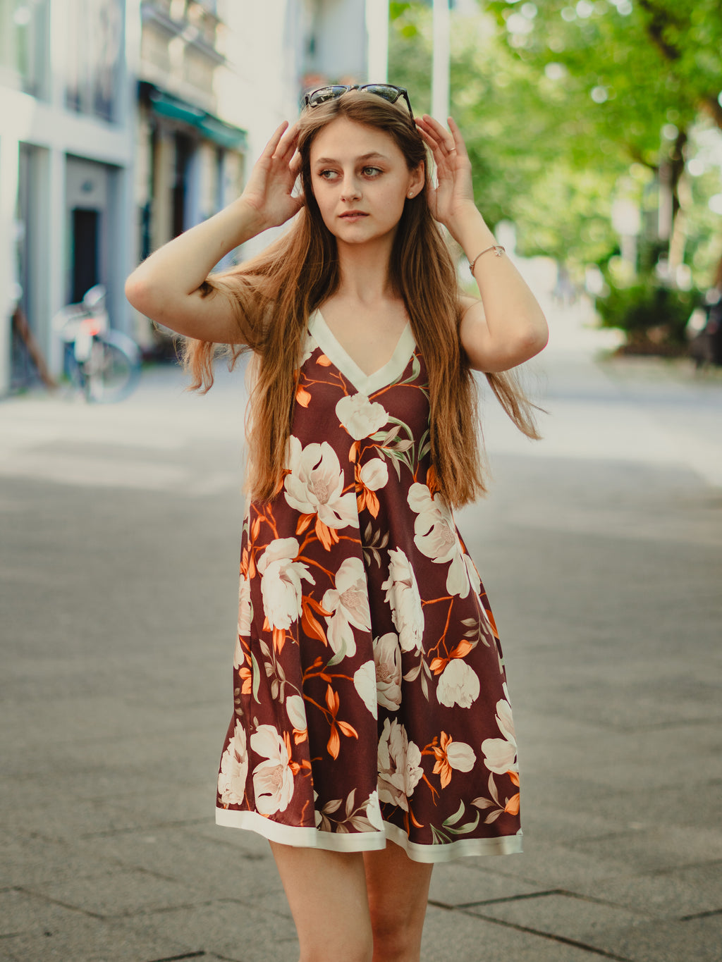 MAZI Bordeaux Floral Mini Dress