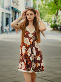 MAZI Bordeaux Floral Mini Dress