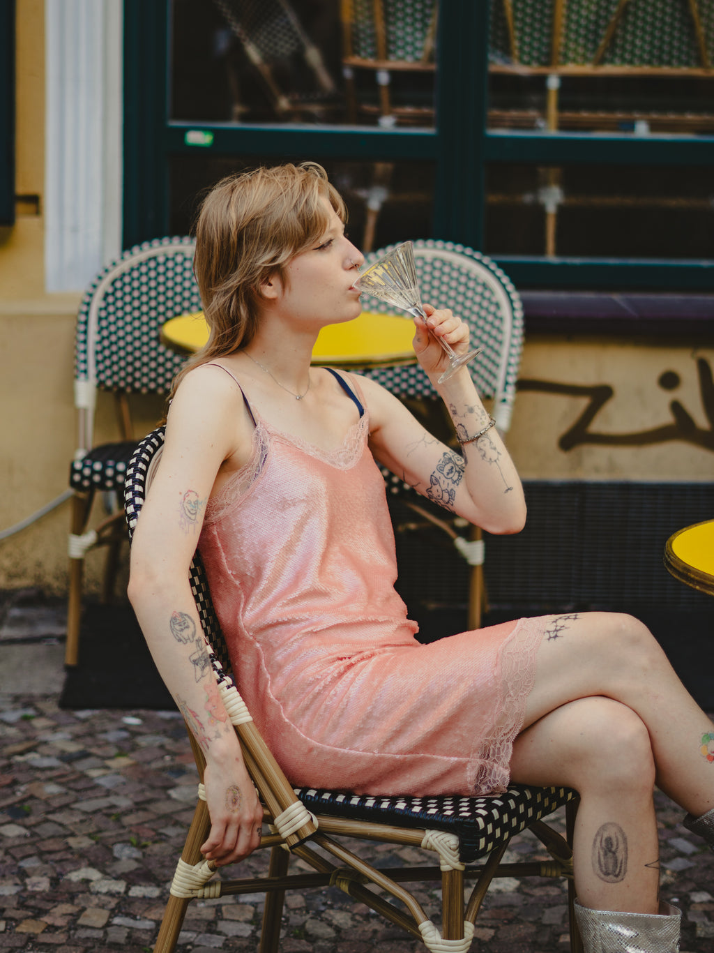 MAZI Pink Shimmer Slip Dress