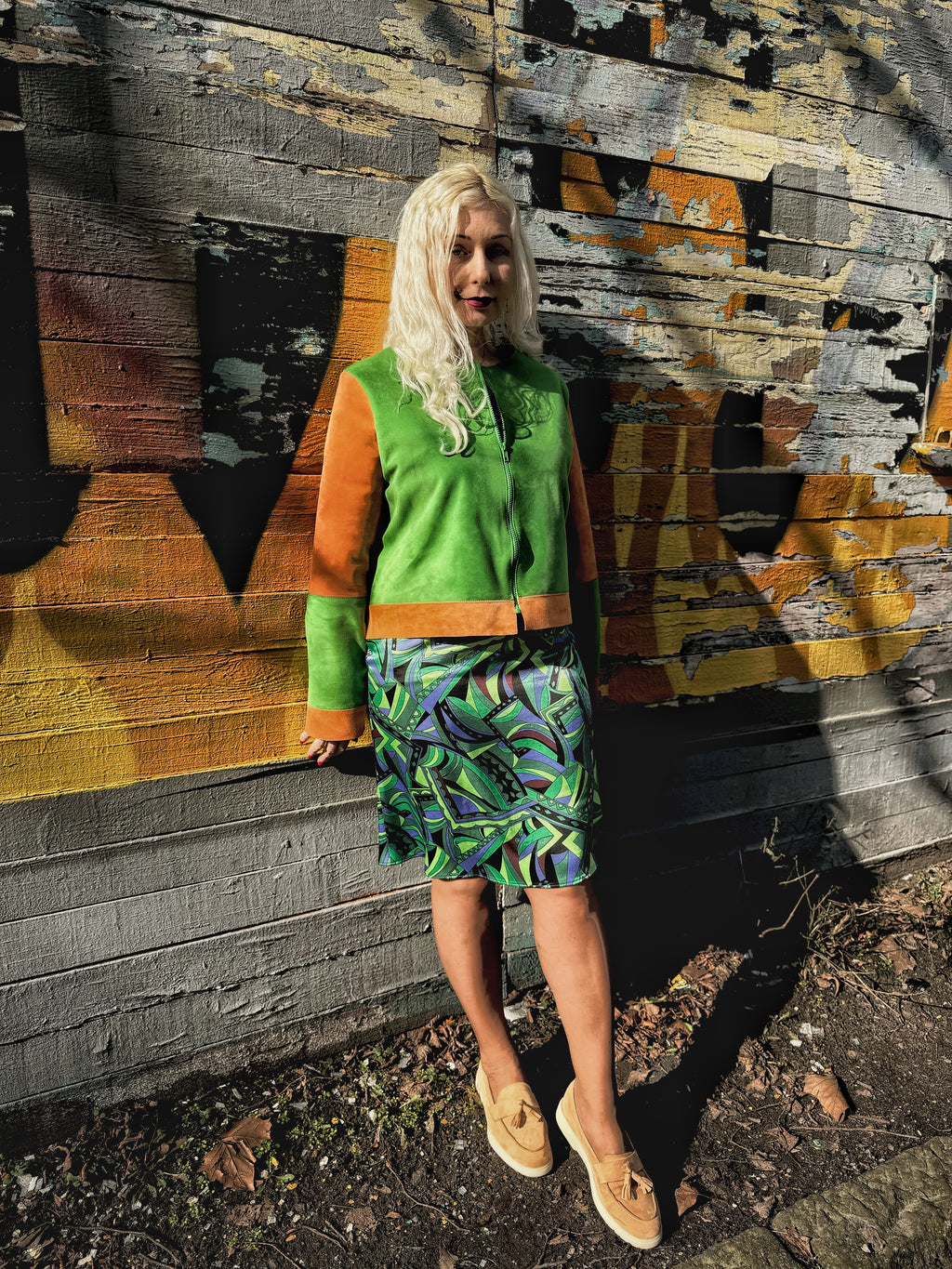 Abstract print viscose skirt