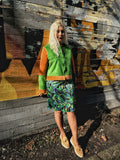 Abstract print viscose skirt