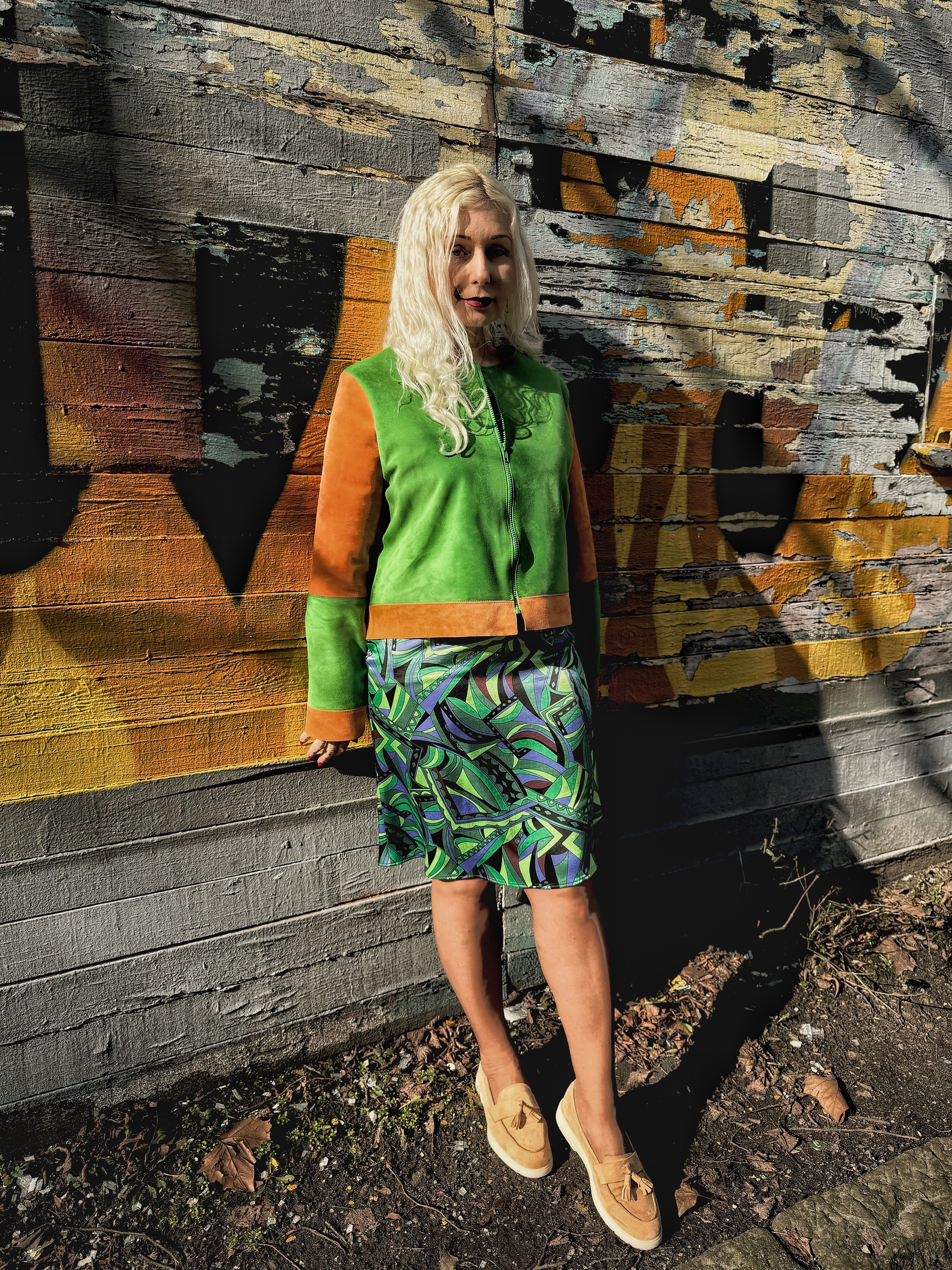 Abstract print viscose skirt