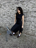 Elegant Black Asymmetric Midi Dress