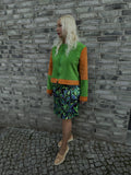 Color-block leather jacket
