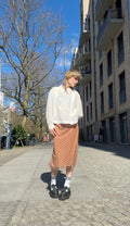 Polka Dot Sheer Midi Skirt in Peach