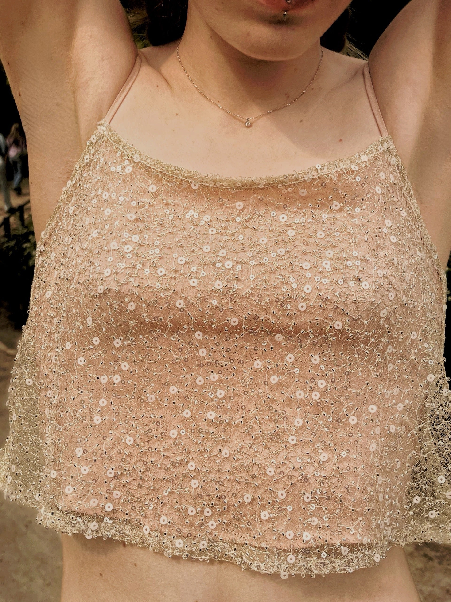 Champagne Lace Crop Top