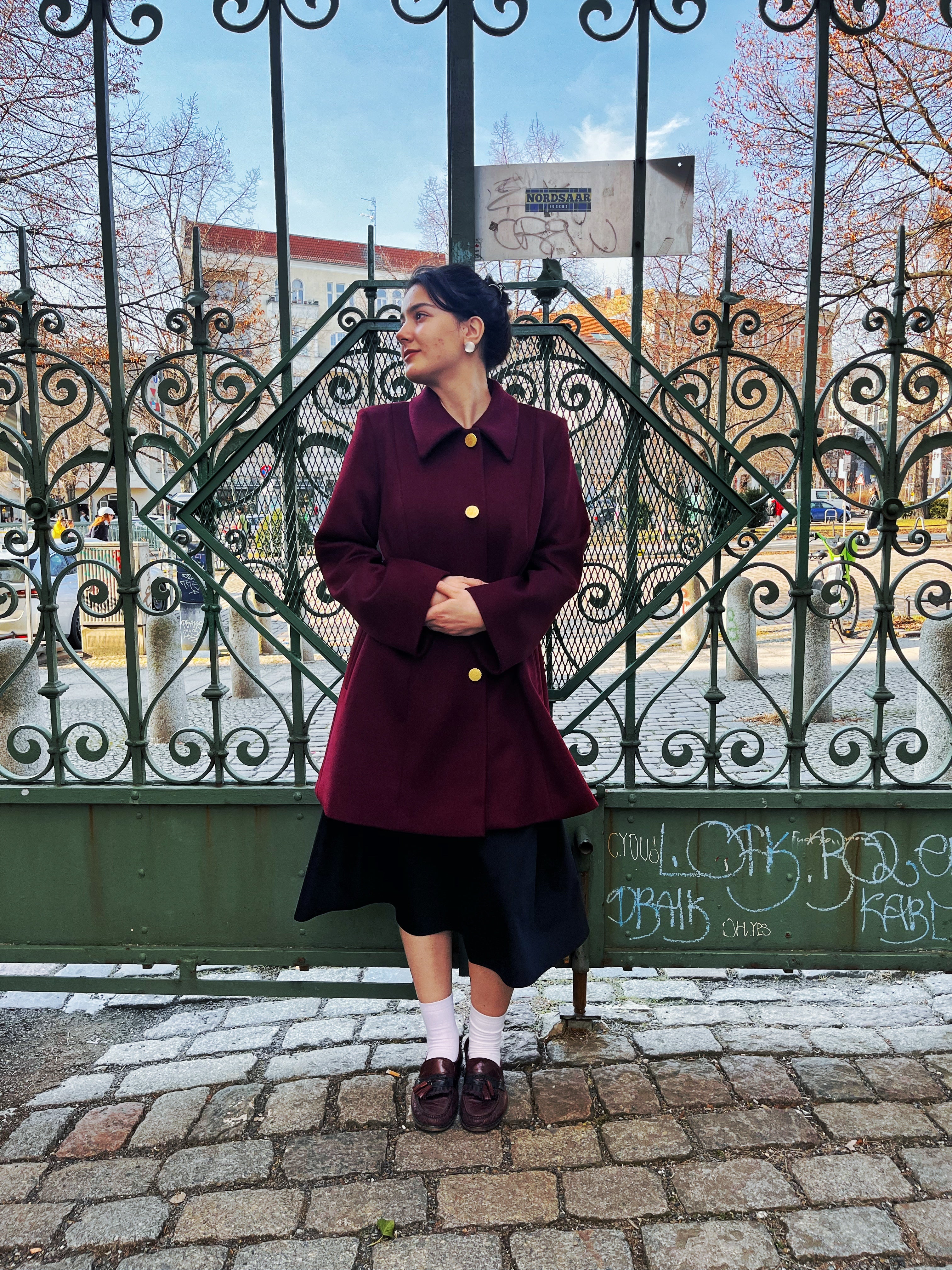 Tailored Burgundy Wool Coat