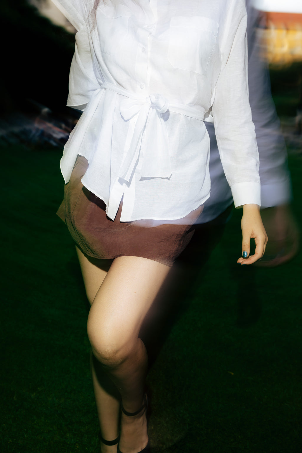 Linen White Shirt: Minimalist Asymmetric Tie-Waist Top MaziStor