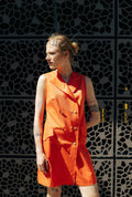 Title: MAZI Orange Double-Breasted Vest Dress