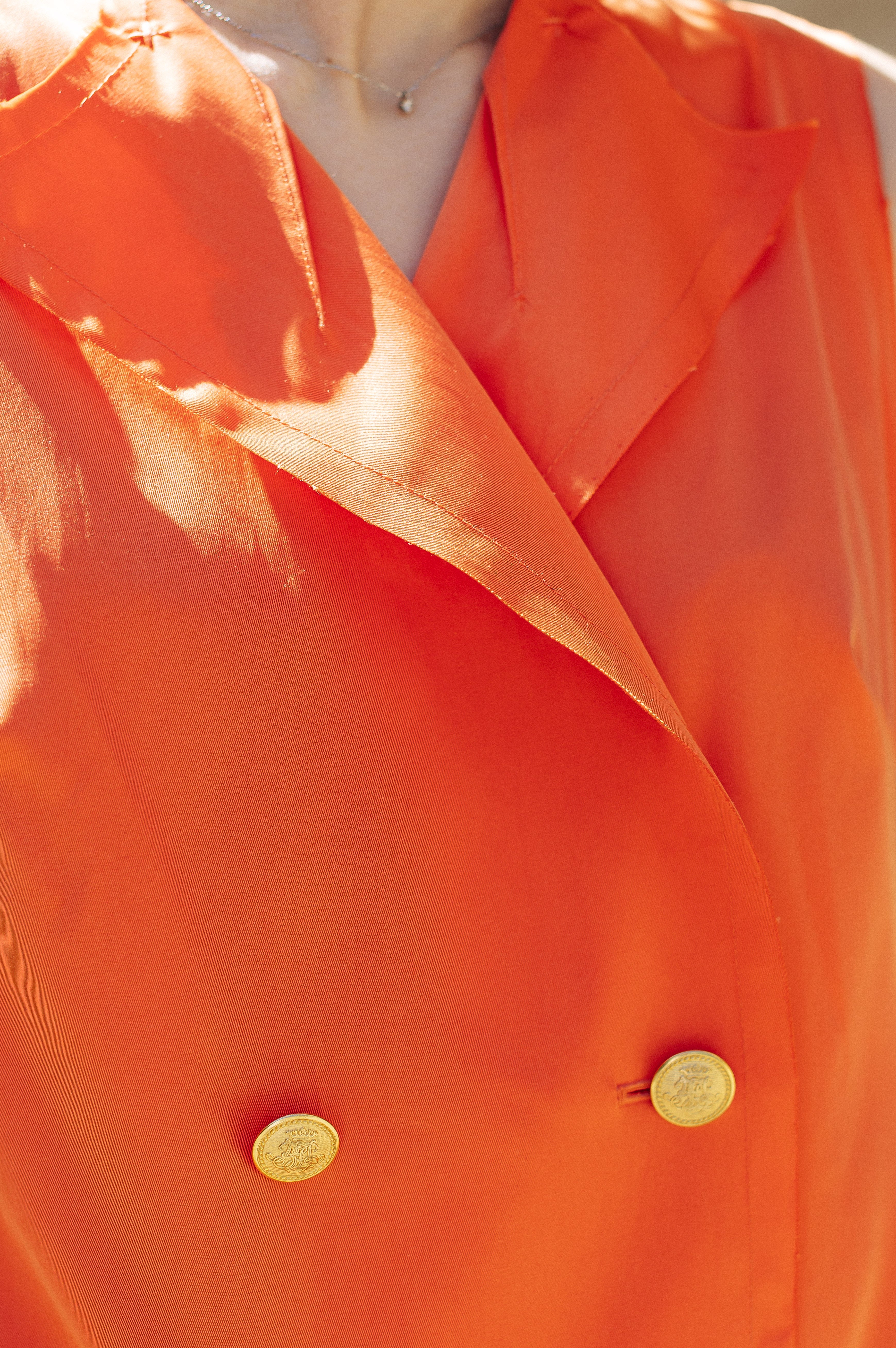 Title: MAZI Orange Double-Breasted Vest Dress