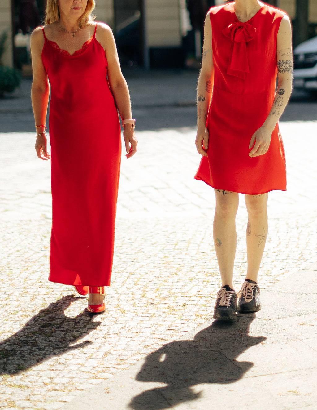 MAZI Red Silk Slip Dress