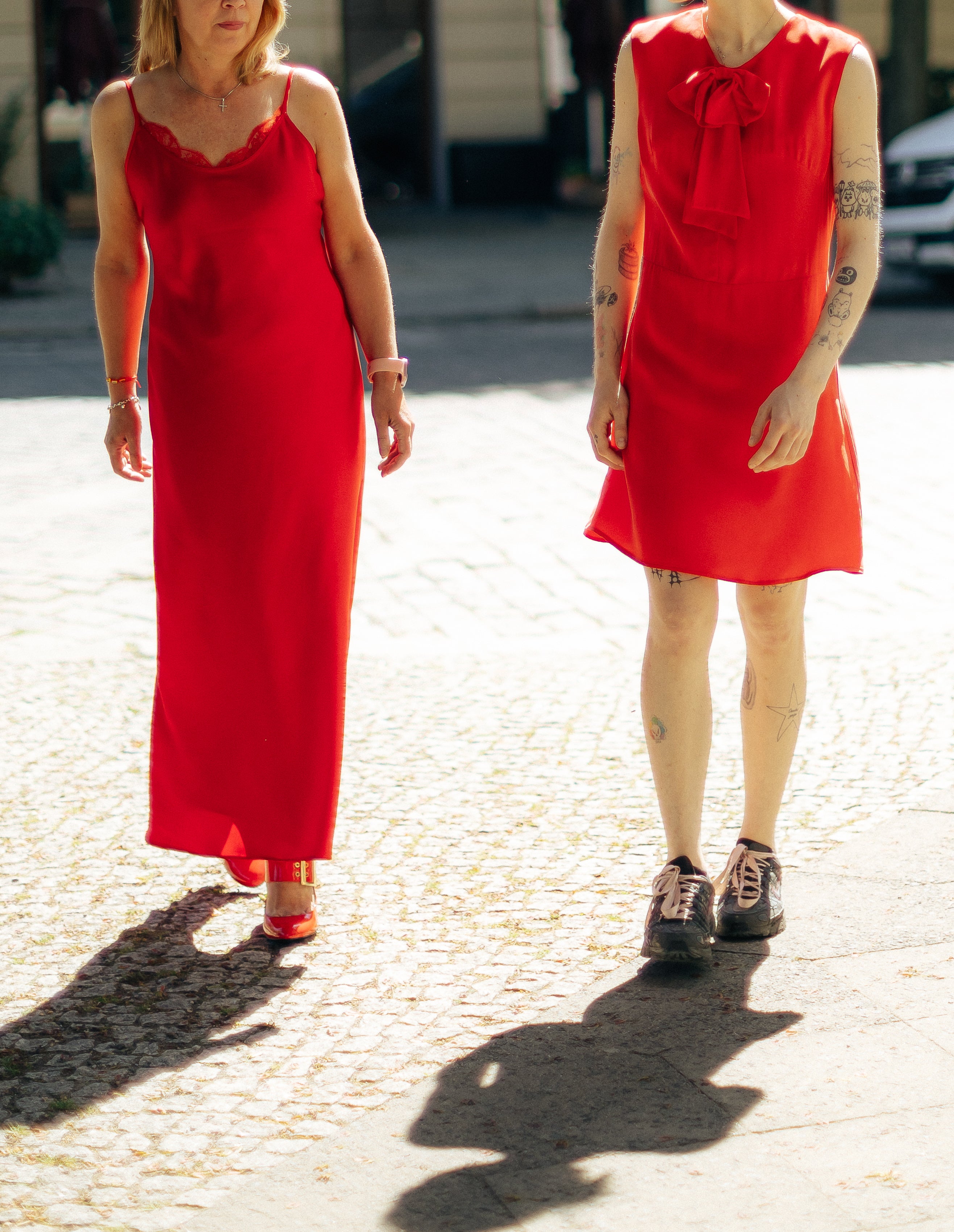 MAZI Red Silk Slip Dress
