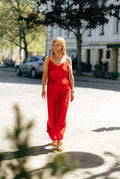 MAZI Red Silk Slip Dress