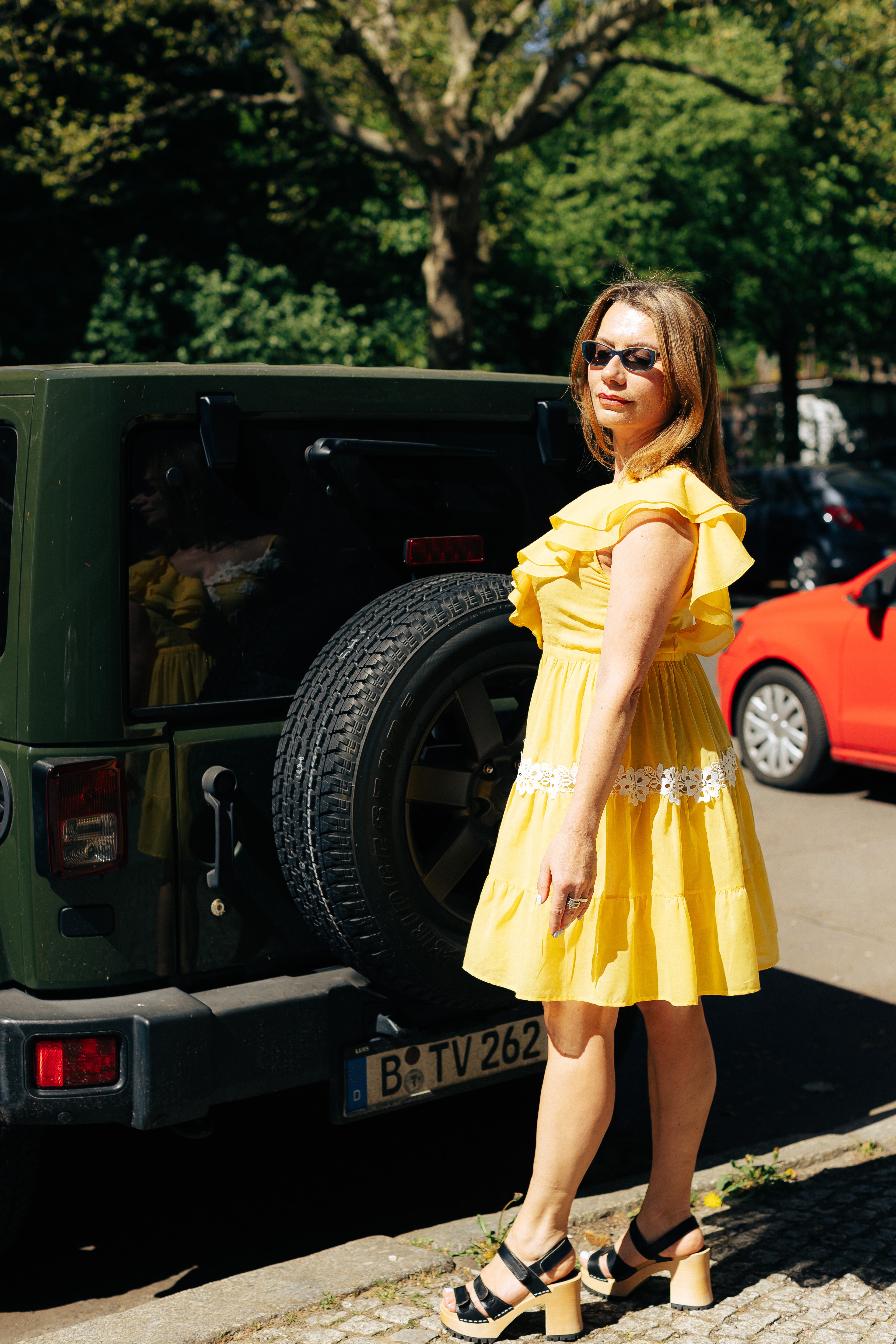 MAZI Sunburst Ruffle Dress