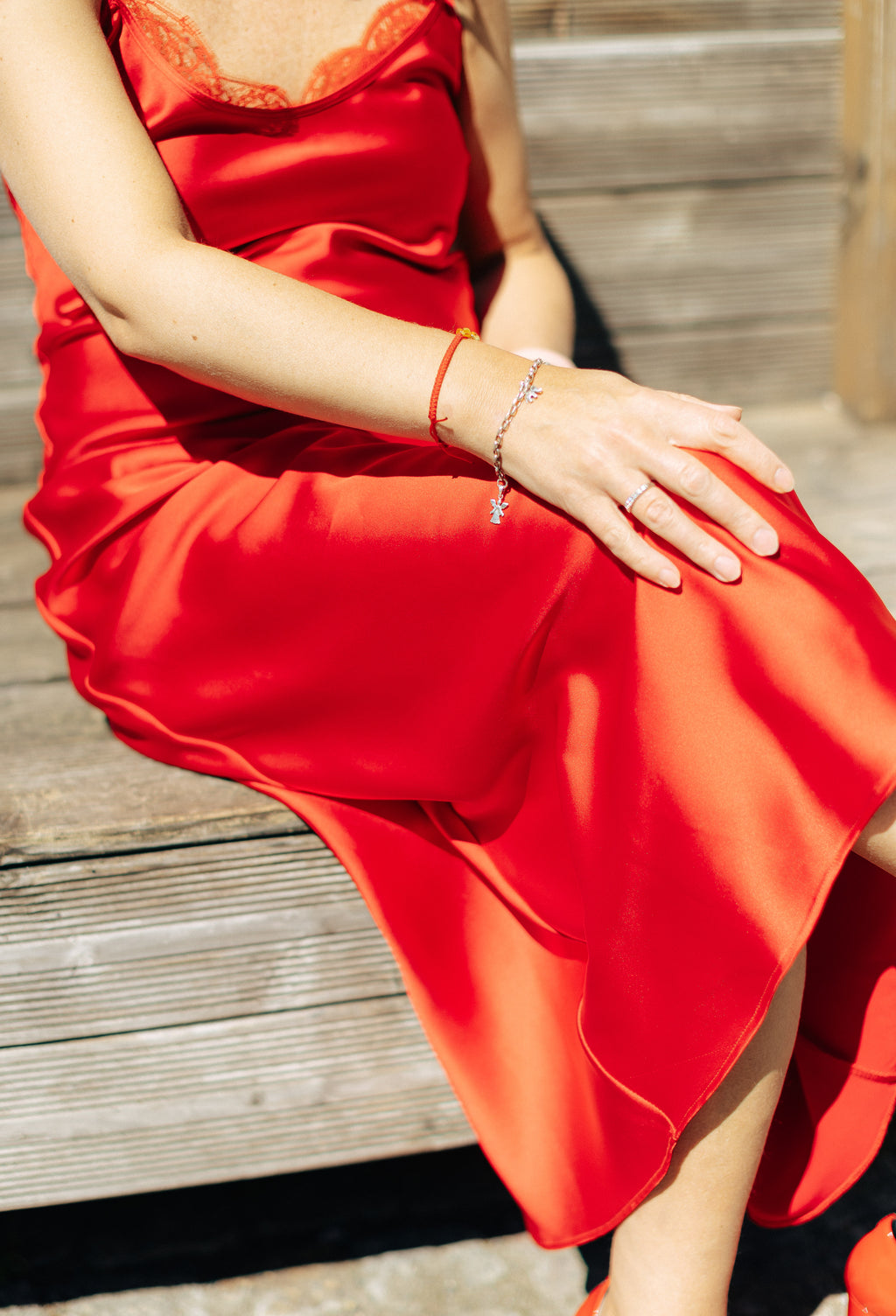 MAZI Red Silk Slip Dress