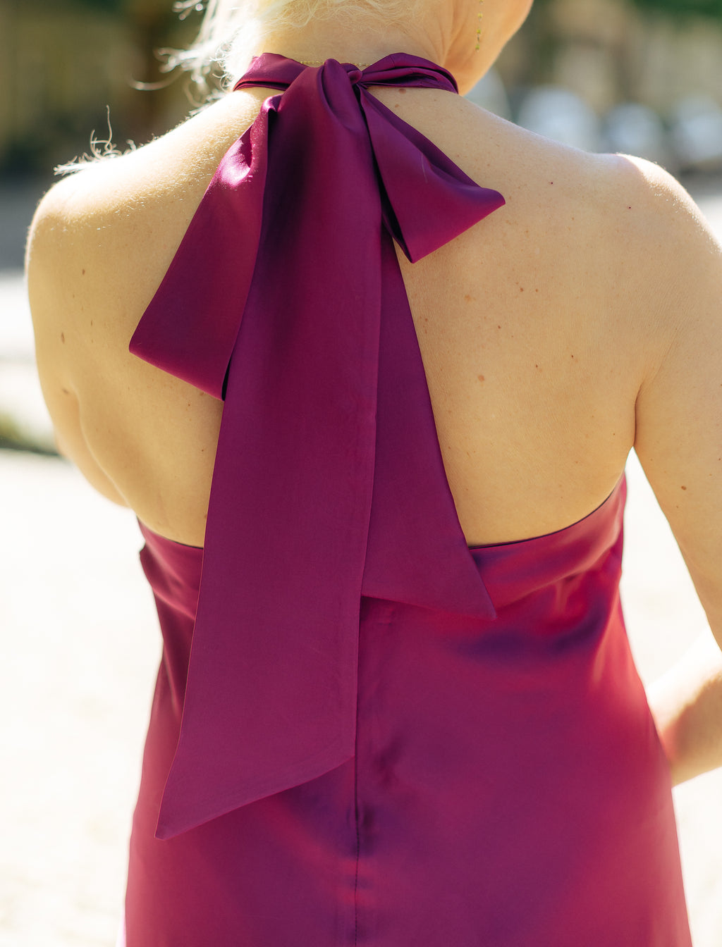 MAZI Bordeaux Halter Gown