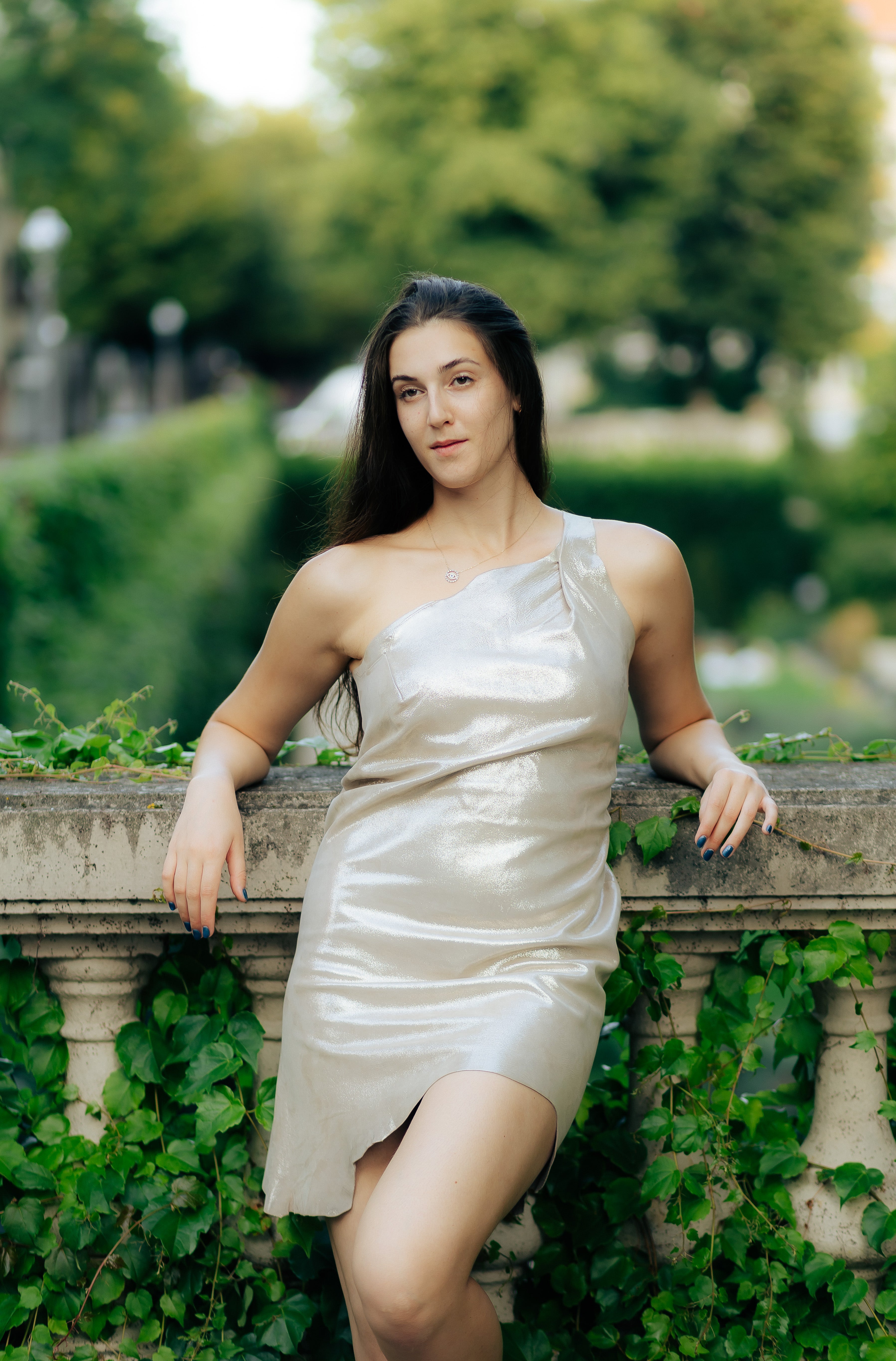 One-Shoulder Leather Dress