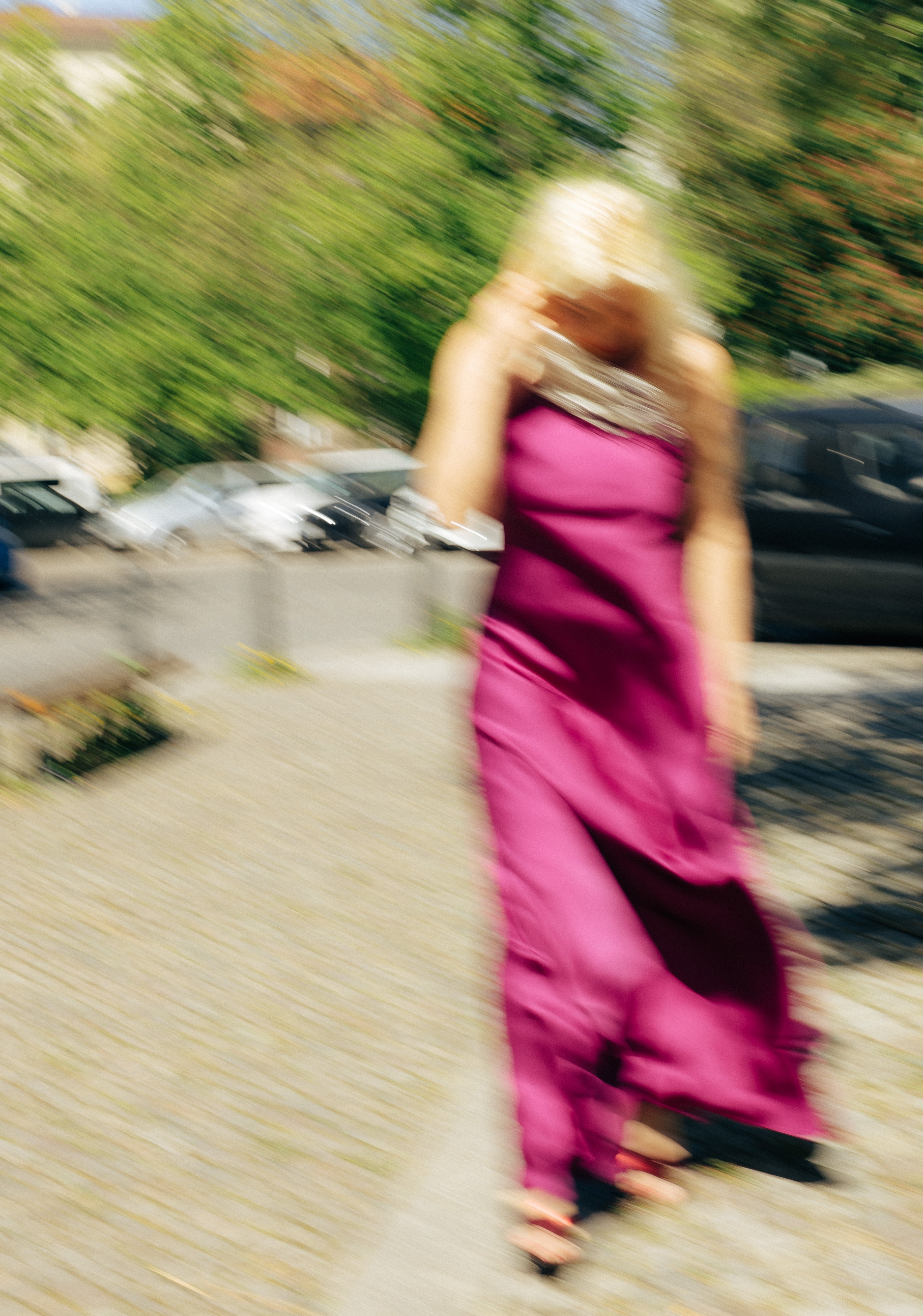 MAZI Bordeaux Halter Gown