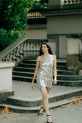 One-Shoulder Leather Dress