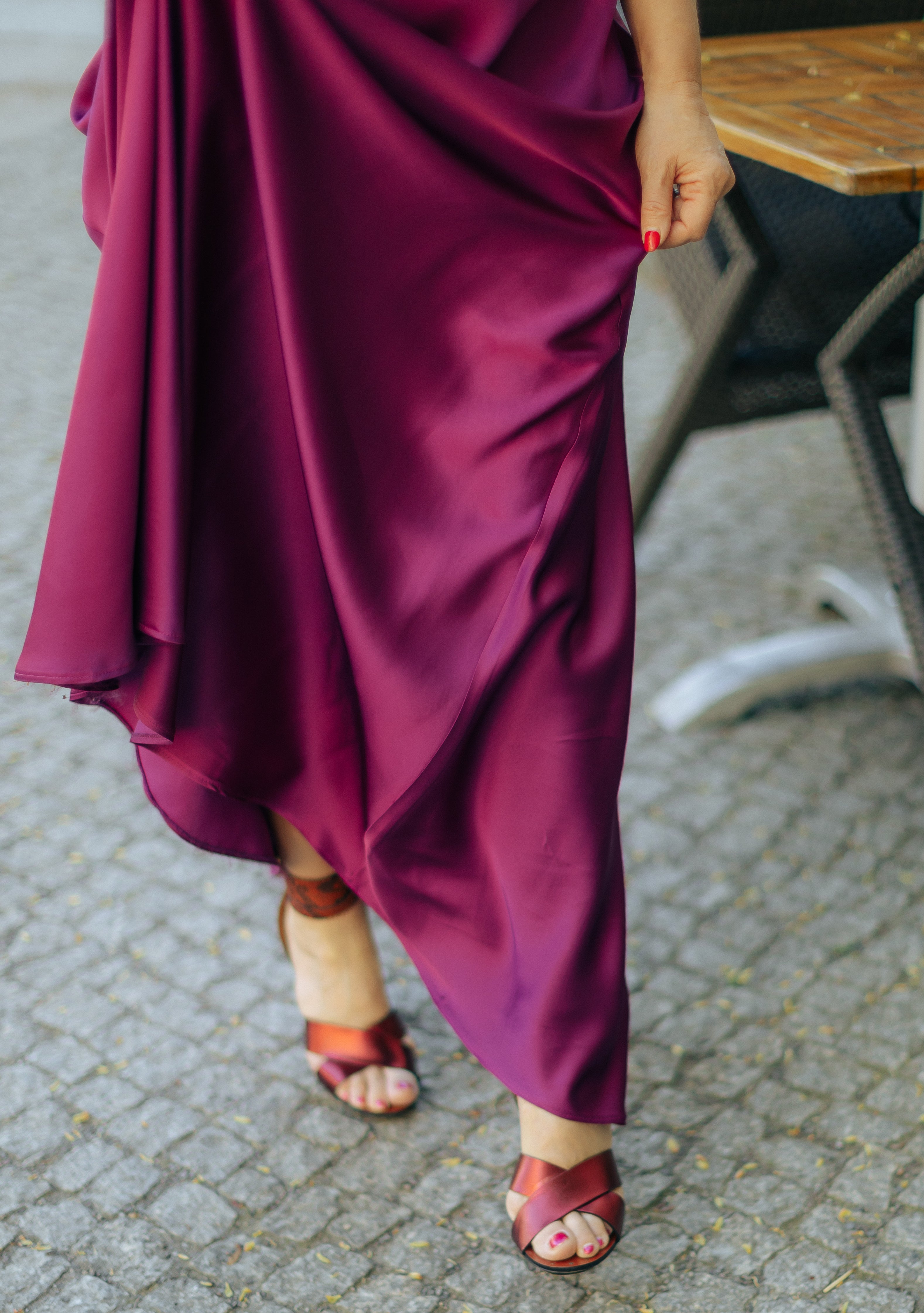 MAZI Bordeaux Halter Gown