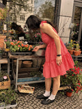 Red Check Ruffle Mini Dress