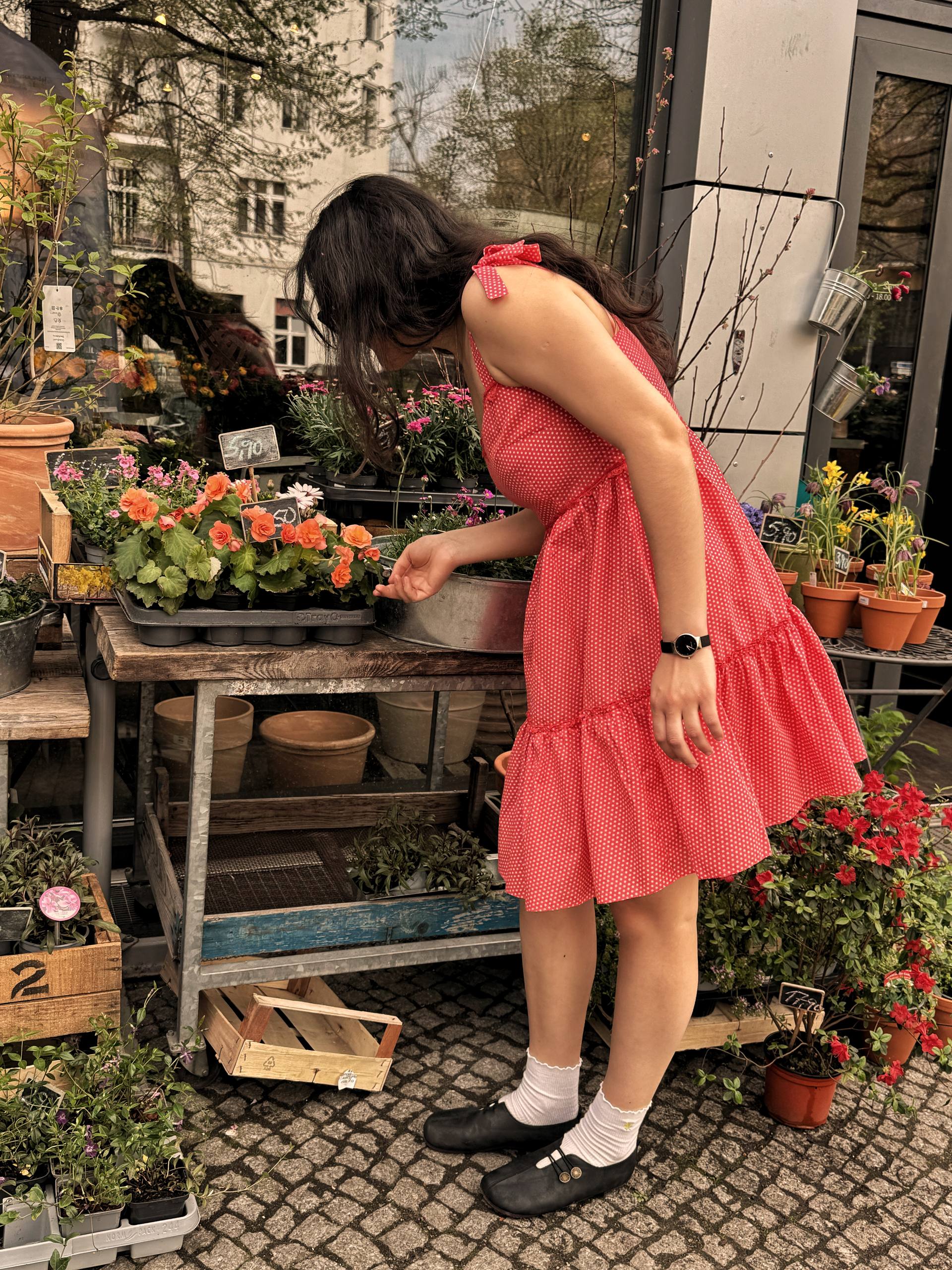 Red Check Ruffle Mini Dress