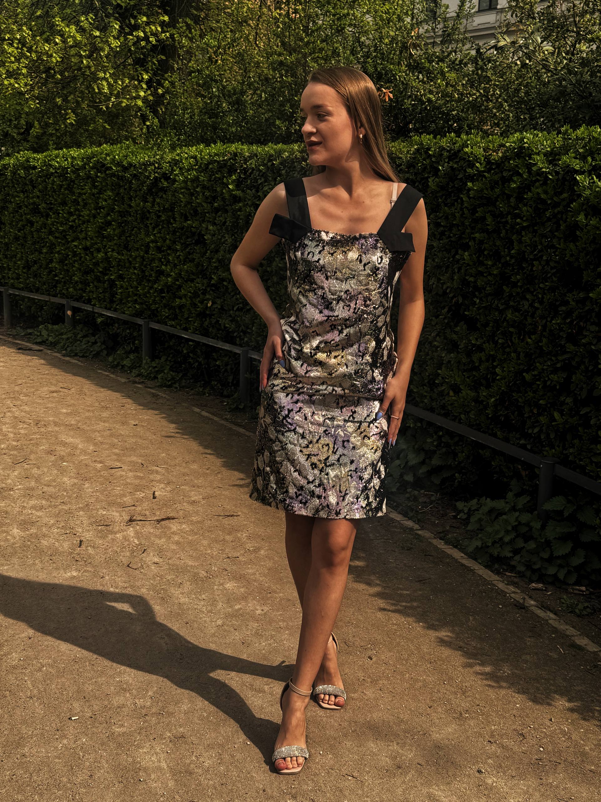 Metallic Sequin Mini Dress with Straps