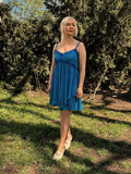 MAZI Blue Chiffon Ruffle Dress