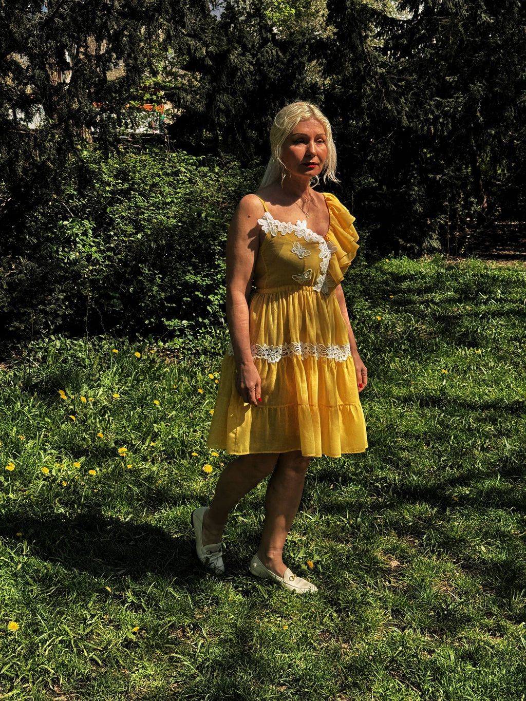 Yellow Ruffle Cotton Summer Dress