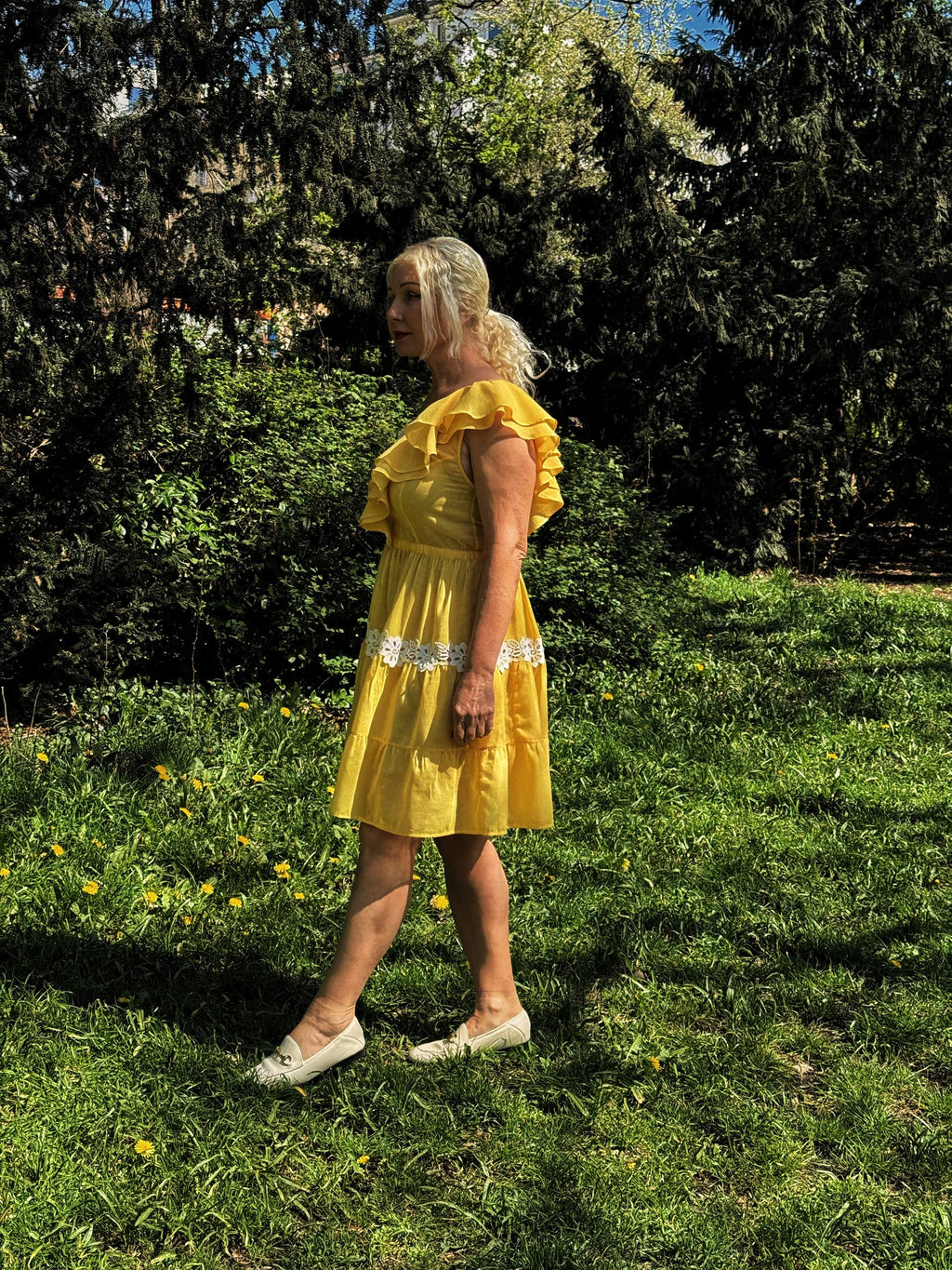 Yellow Ruffle Cotton Summer Dress
